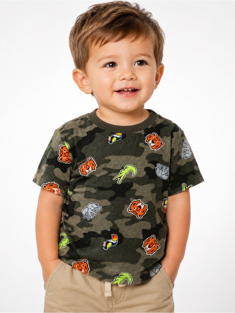 Garanimals Baby Boy 18M Camo Animal Print T Shirt Tiger Alligator